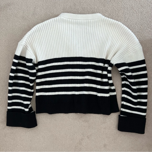 SELF-PORTRAIT Horizontal-Stripe Button-Fastening Cardigan - Picture 2 of 7